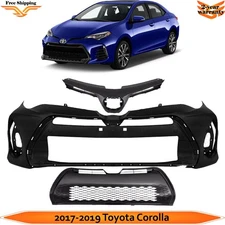 Front Bumper Cover Paintable & Grille Assembly Kit For 2017-2019 Toyota Corolla