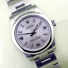 Rolex Ladies Oyster Perpetual 31 Mid Size 177200 Box Papers 2012 Silver Pink