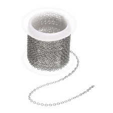 16.4ft/5 Meter Stainless Steel Curb Chain, 2x0.5mm Flat Link Chain, Silver