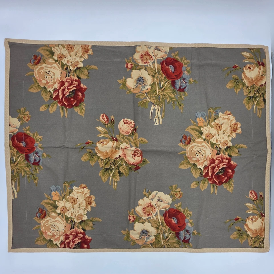 2 Ralph Lauren Chaps Pillow Shams STANDARD Hudson River Valley Gray Floral #899 - Image 3 of 4