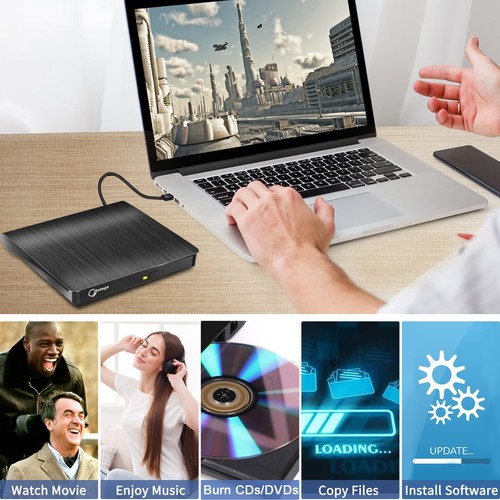 External DVD Drive, USB 3.0 Portable +/-RW, DVD Player for CD ROM Burner Comp... - 第 6/7 張圖片