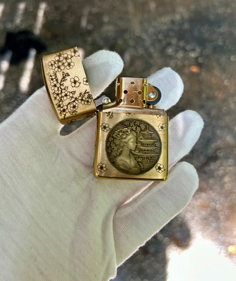 Encendedor Zippo Japonés Geisha Armor | Latón Grabado Personalizado | Hecho en EE. UU. | Foto 3 de 4