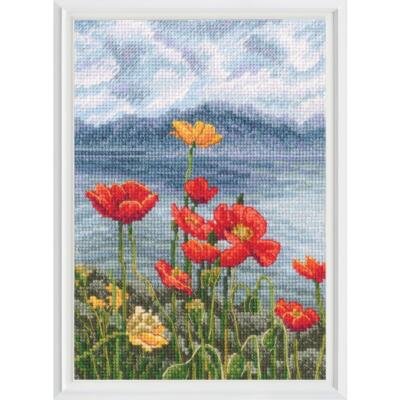 RTO Kreuzstich Set ''Im Moment, Rot und Blau'', Zählmuster, 12x17,5cm