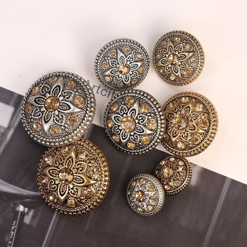 6Pcs Round Shank Buttons Rhinestone Sew On Button for Jacket Coat Outerwear Sew - Picture 3 of 8