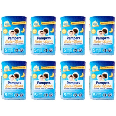 8x Pampers Windeln Sole e Luna 5 Junior 11-25 Kg 15 Pannolini