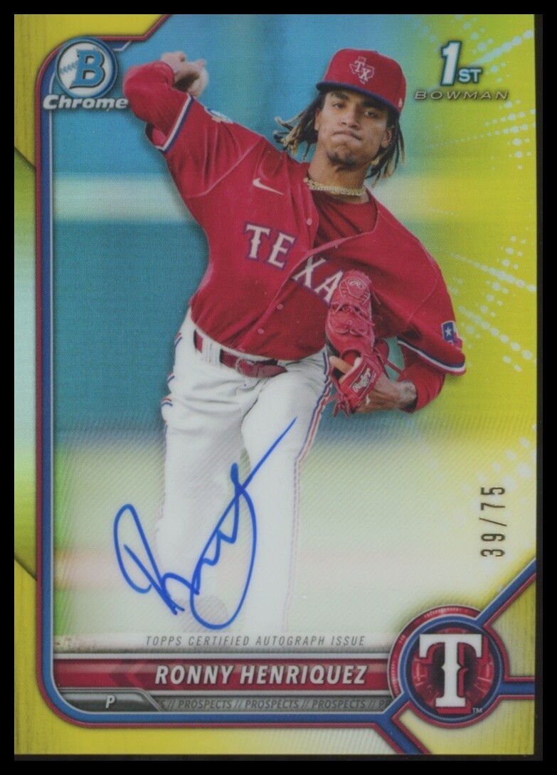 2022 Bowman Chrome Prospect Yellow Refractor /75 Ronny Henriquez #CPA-RH Auto