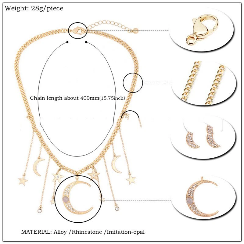 Gargantilla Mujer Collar Cristal Boho Joyería Regalos Multicapa Cadena Larga Colgante Foto 2 de 4