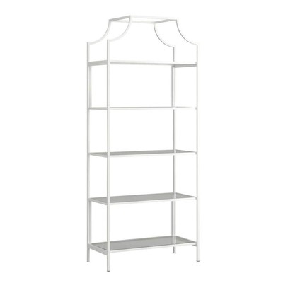 SAUDER Bookcase 70.866'' x 14.488'' x 30'' Metal 5-Shelf White w/ Glass Shelves