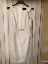 Chelsea Rose -Halter-Neck Waist-Hardware Sheath Dress , Size: 8 ,  color: White