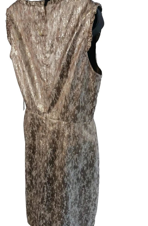 VESTIDO DANDY ALEX MARIE DORADO METLIC CON BOLSILLOS NUEVO CON ETIQUETAS TALLA 10 Foto 3 de 4