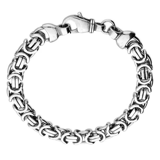 Uomo Argento Sterling Massiccio Bizantina Bracciale Britannico Fatto 925 Marcato - Immagine 4 di 4