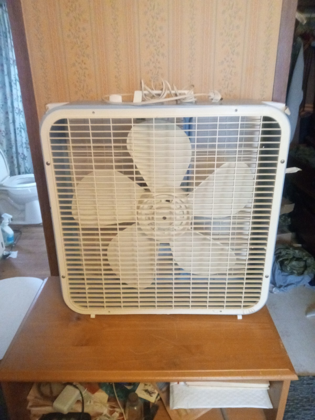 Vintage Kmart 22 Inch Metal Box Fan Baby Blue Tested Works 3 Speed