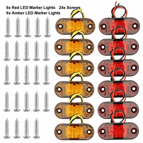 12 PCS Marker Lights 2.5" LED Truck Trailer Oval Clearance Side Light Amber - Picture 11 of 12