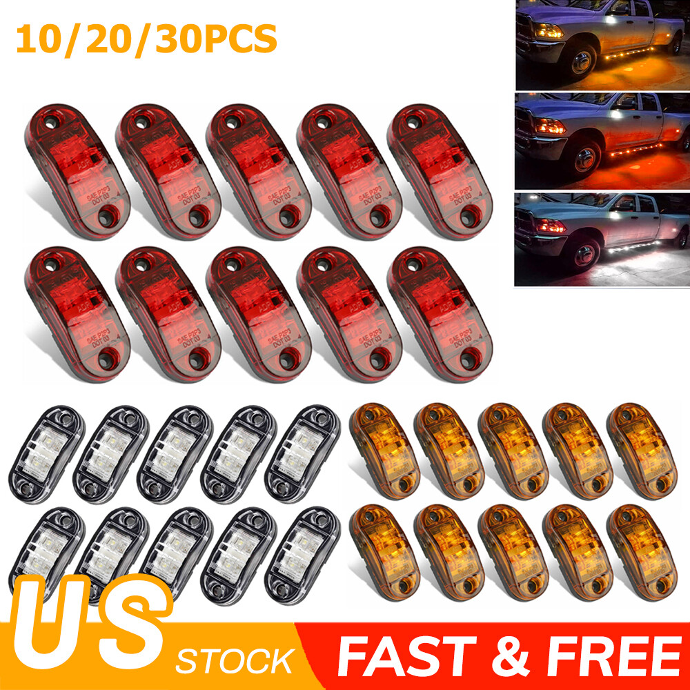 20-Pack 2.5 Inch LED Marker Lights - Red & Amber Trailer Clearance Lights With Reflectors IP67 Waterproof