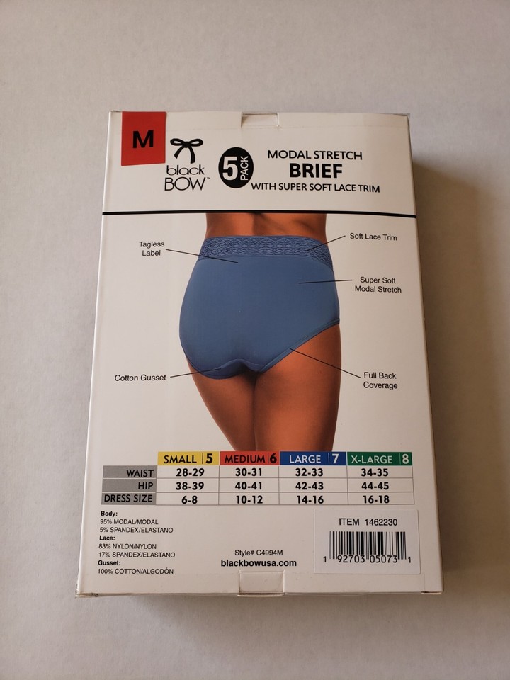 BLACK BOW Women's 5 Pack Modal Stretch Brief underwear eBay