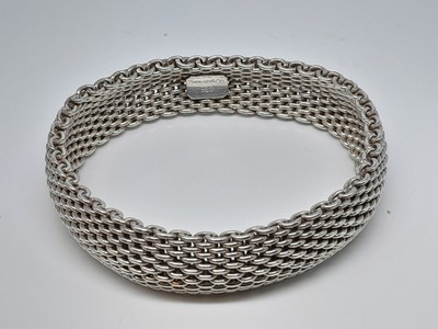 Vintage Tiffany Co Sterling Silver Mesh Somerset Bangle