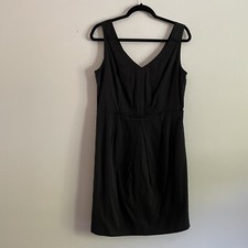 Talbots Women Petites Sz 12P Black Sleeveless V-Neck Lined Pencil Straight Dress