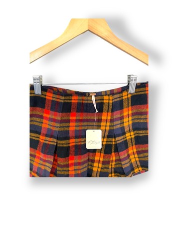 Free People Plaid Tartan Shorts Size US 0 UK 4 brown orange check - Picture 4 of 12
