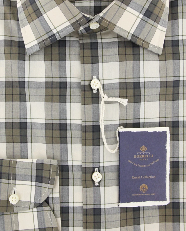 Camisa Luigi Borrelli Gris - Delgada - (EV06RC466461) Foto 2 de 4