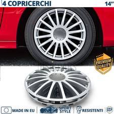 4 Copricerchi per Fiat Qubo 14'' Pollici Coppette Silver 16 Razze MADE EU