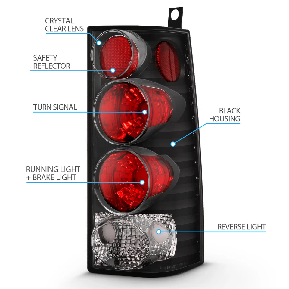 Par de luces traseras negras 1996-2002 para GMC Savana/Chevrolet Express 1500 2500 3500 Foto 4 de 4