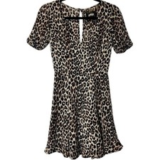 Reformation Leopard Print Animal Print Short Sleeve V-Neck Mini Dress 2
