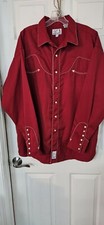 Retro Rodeo Western Cowboy Dress Shirt w/ Pearl Snaps  Embroidered Trim Mens XL