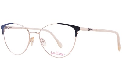 Lilly Pulitzer Noella NV Eyeglasses Women's Navy Full Rim Cat Eye 53mm
