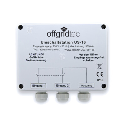 Umschaltstation für Netzvorrangschaltung US-16 230VAC 16A 3600W USV Offgridtec