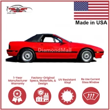 Convertible Soft Top Fits 1988-1992 Mazda RX-7 Pinpoint Vinyl Black, Top Only