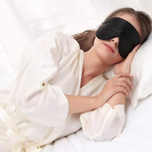 Maschera per dormire in seta naturale orso dell'Alaska, benda, maschera occhi super liscia una cinghia - Foto 2 di 7
