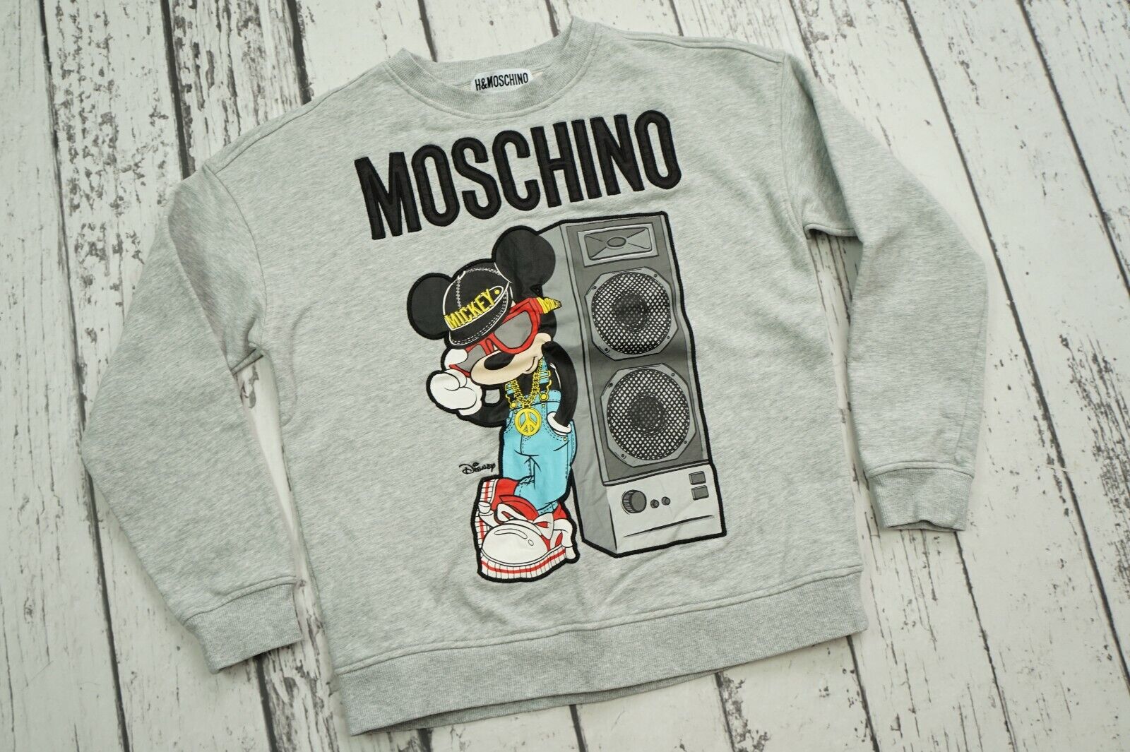 MOSCHINO x H&M Mickey Mouse Disney Sweater Grey Sweatshirt - Size S