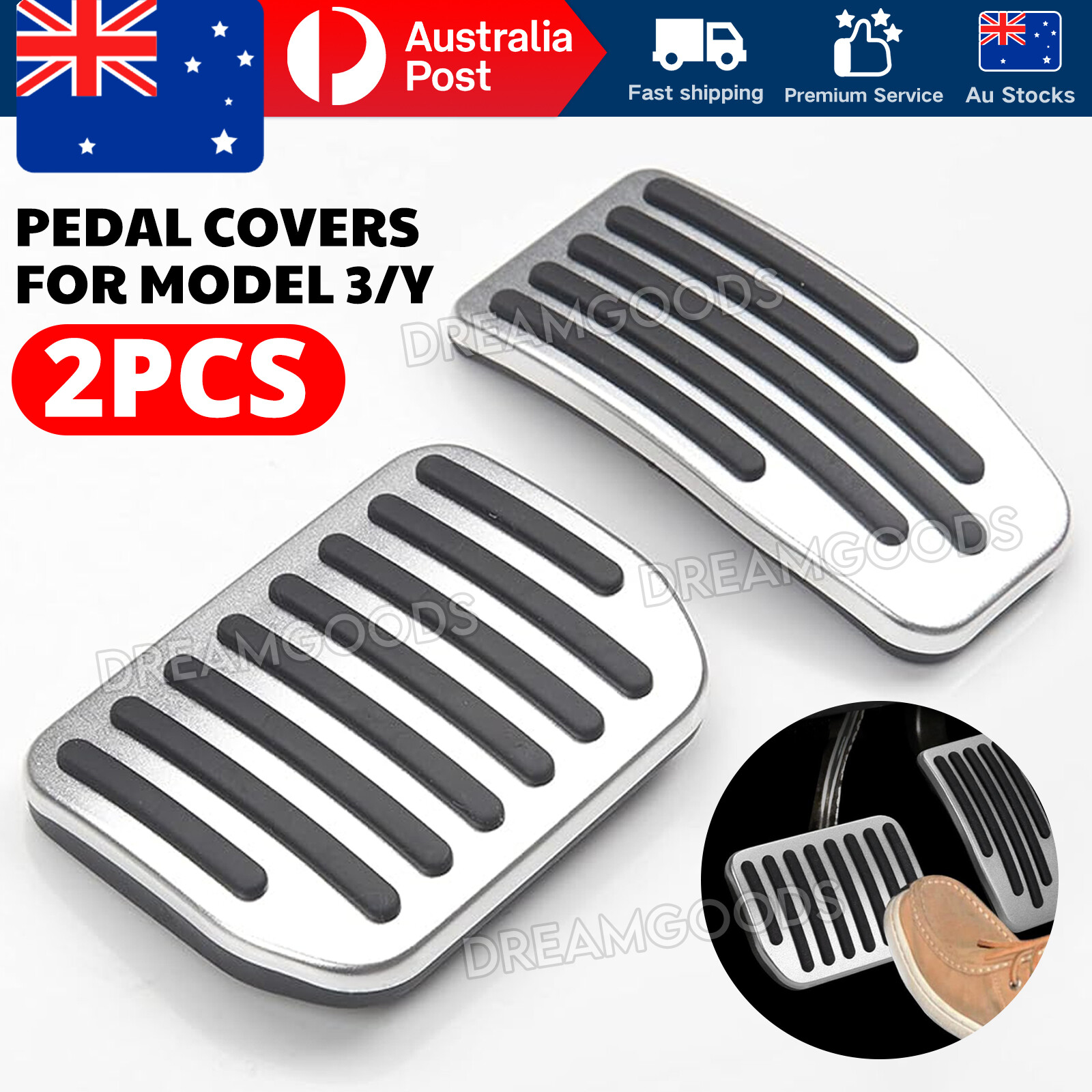 For Tesla Model 3 Y 2023 Foot Pedal Pads Performance Rest Covers Silver Non-Slip