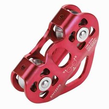  Red 30KN Dual Pulley Zip Line Rescue Cable Trolley Outdoor Rock Climbing N FF