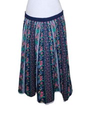 Vintage 80s German Floral Lace Trim Skirt Womens Size XL Blue Trachten