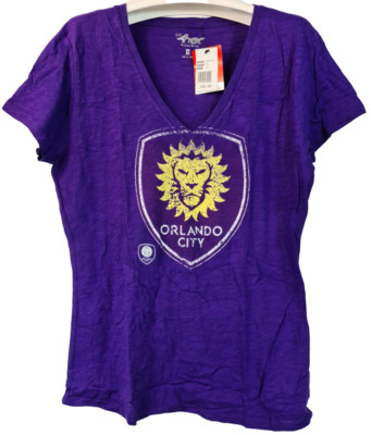 G-III Damen Orlanda City Sc Noppe Logo Kurzarm T-Shirt Lila - XL