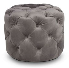 Casa Padrino Luxury Chesterfield Velvet Stool Grey 53 x H 41cm Round Seat Stool 