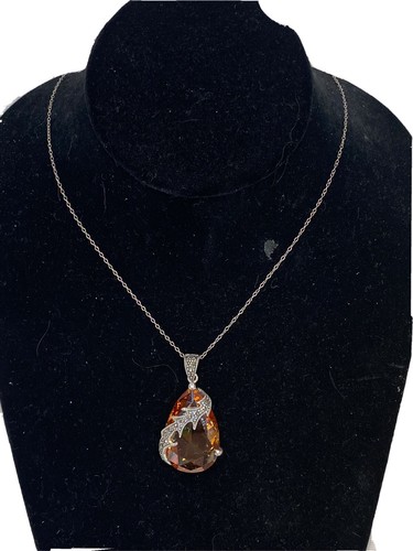 Beautiful Large Light Brown Stone wrapped Pendant Necklace