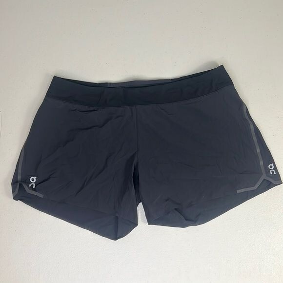 【U LAN】Trackline Bermuda Wide Training NWT WOMENS ON cloud Running Track Shorts sz L black solid