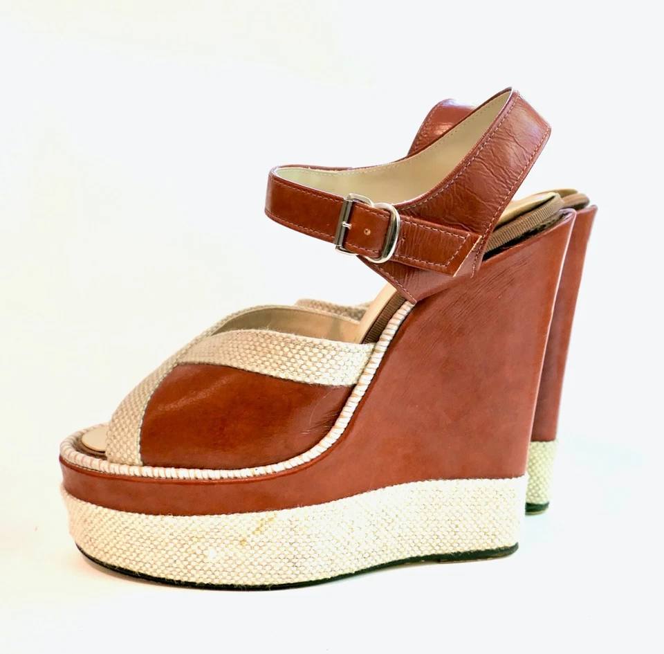 Sandalia con plataforma de cuña de cuero mod vintage años 70 británica Hardy Willis Reino Unido 4,5 Foto 4 de 4