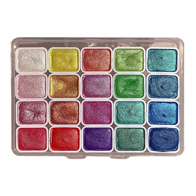 20 Color Iridescent Shimmer Non-Toxic Watercolor Paint Set With Brush For Gift