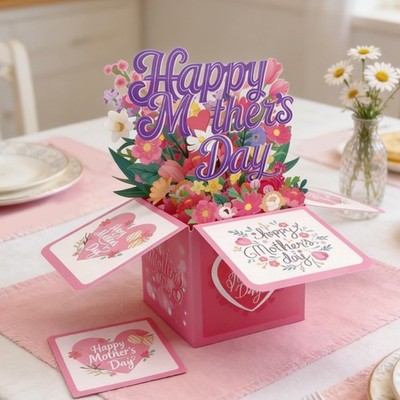 Flower Box Paper Carving Mother s Day Card For Mom Grandma Friend Birthday Gift