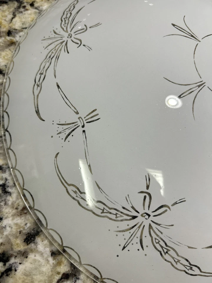 ¡EXCELENTE! MCM VINTAGE CRISTAL LÁMPARA TECHO CUBIERTA 13" redondo ROLLO FLORAL Foto 2 de 4