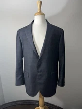 Lubiam ELEGANCE Gray Check Blazer REDA 130’s 46R Made In Italy Wool 