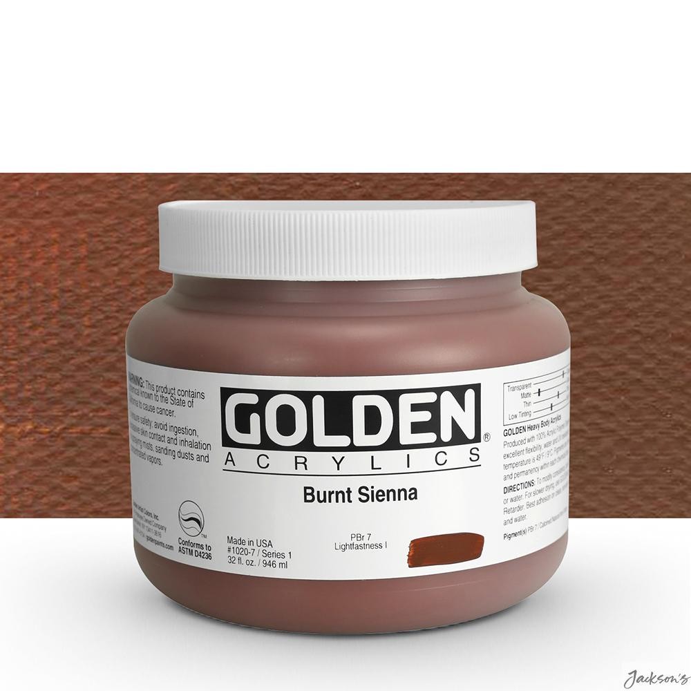Golden Heavy Body Acrylic Paint 946ml Burnt Sienna Artist Colour