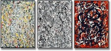 Framed Canvas Wall Art 3 Pieces Series 12 by Jackson Pollock 24"x32" Each