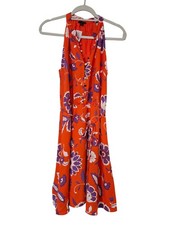 Ann Taylor Sleeveless Floral Button Front Knee Length Dress Orange Size 4 NWT