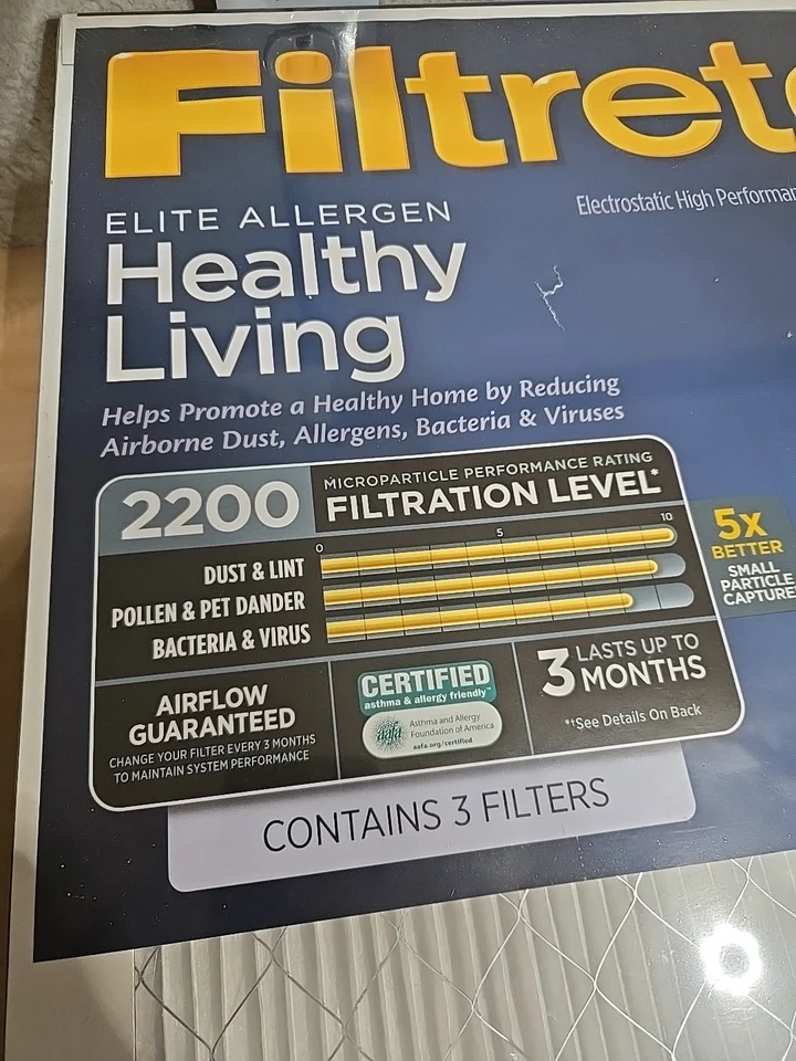 9x 3M FILTRETE MPR 2200 16x25x1 ELITE ALLERGEN REDUCTION HVAC FILTER (9 Total) - Image 3 of 3