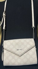 Nine West White Logo Crossbody Bag Adjustable Strap Textured Pattern Purse