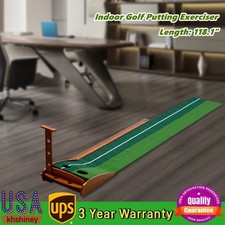 Indoor Golf Putting Green Practice Mat Exerciser W/Auto Ball Return Training Aid